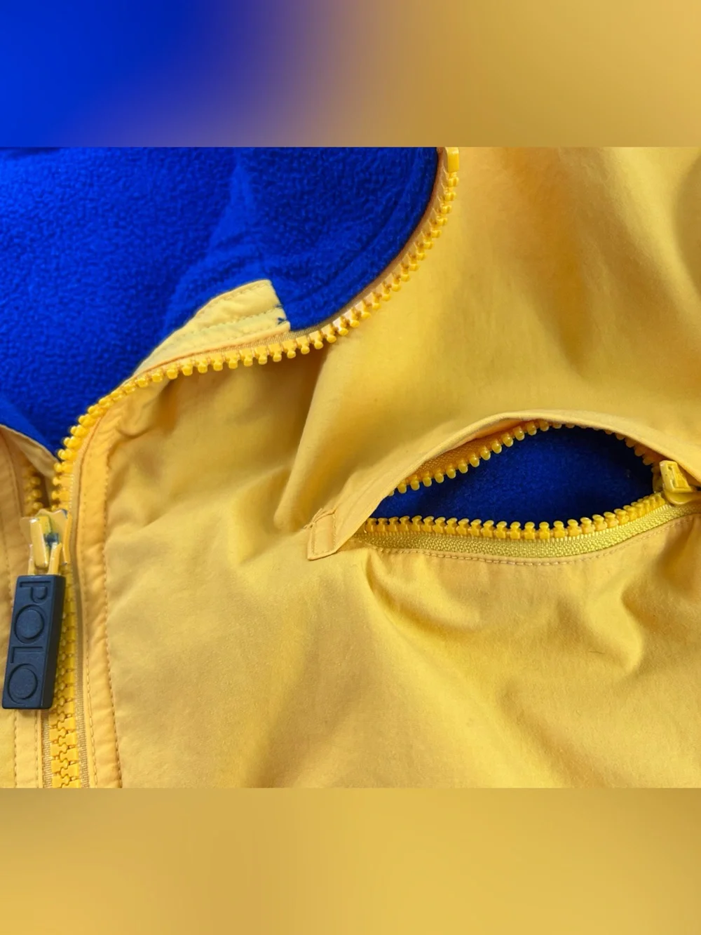 Vintage 90s Polo Sport by Ralph Lauren Yellow Jacket Fleece Lined Large